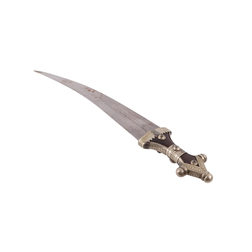 64 - A large mid 20th century Islamic Arab Wahhabite dagger / jambiya long knife, the horn hilt with whit... 
