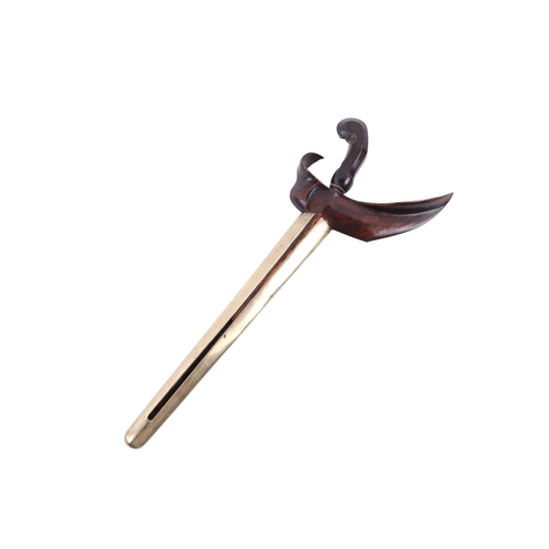 72 - A 19th century Javanese Kris / Keris Yogyakarta knife with carved hardwood handle and wavy steel bla... 