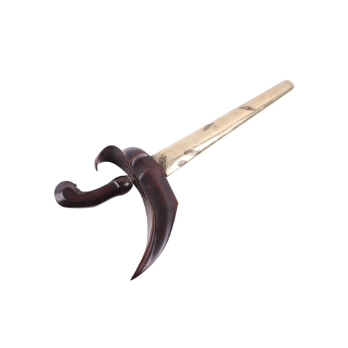 72 - A 19th century Javanese Kris / Keris Yogyakarta knife with carved hardwood handle and wavy steel bla... 
