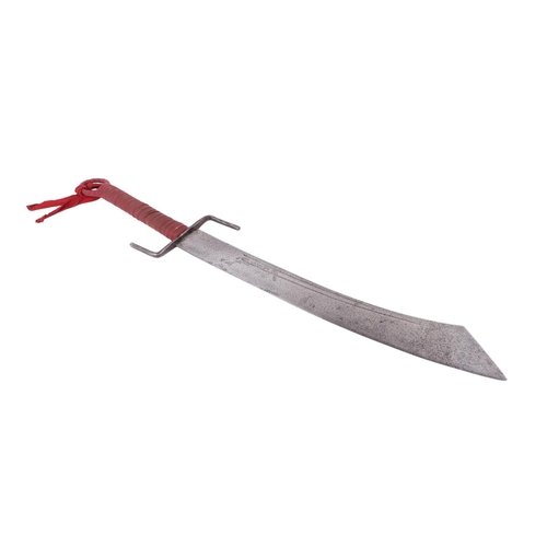 76 - A 1930's Chinese Dadao sword with cloth wrapped wooden hilt, overall 90cms, blade length 58cms, spin... 