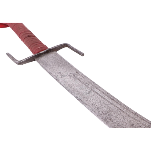 76 - A 1930's Chinese Dadao sword with cloth wrapped wooden hilt, overall 90cms, blade length 58cms, spin... 