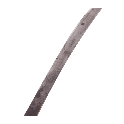 77 - A 19th century Thai Dha / Daab sword with bronze and woven rattan handle, in a lacquered wooden scab... 