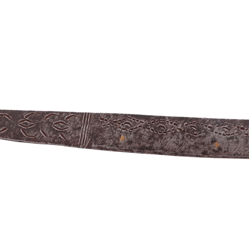 82 - An early 20th century Borneo Kayan Mandau sword with wooden and woven rattan handle, with rattan bou... 