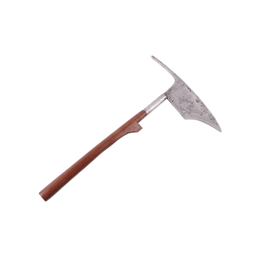 87 - A Philippines Kalinga head hunting axe, the heavy steel head with native hardwood shaft, overall 50c... 