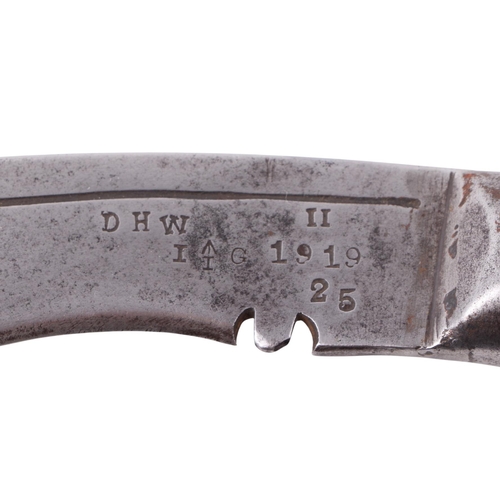 89 - A 1919 dated military mk II kukri knife, overall 47cms, blade length 34.5, blade thickness 5.6mm.