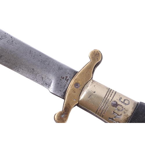 93 - A 19th century No. 6 Sheffield steel bowie knife, the horn handle with nickel mounts, overall 29cms,... 