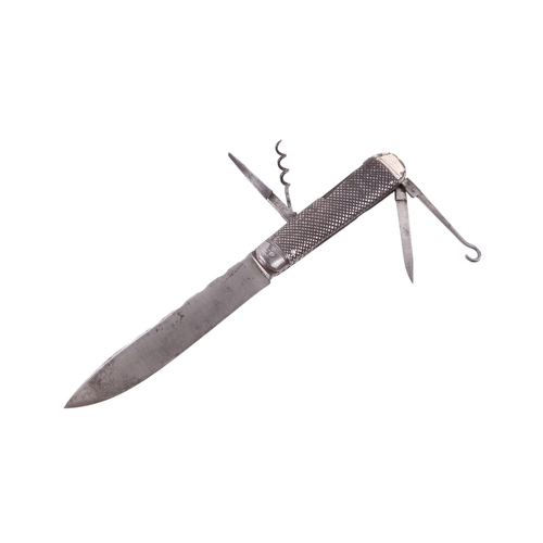 94 - A 19th century English Thornhill Wingfield gentleman's fixed blade bowie knife with folding and hidd... 