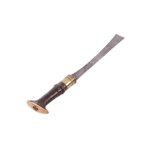 97 - A 19th century Burmese Hkamti Lin Gin Dha (Kachin dao) sword in traditional open wood scabbard with ... 