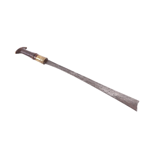 97 - A 19th century Burmese Hkamti Lin Gin Dha (Kachin dao) sword in traditional open wood scabbard with ... 