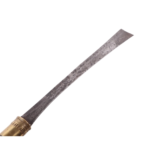 97 - A 19th century Burmese Hkamti Lin Gin Dha (Kachin dao) sword in traditional open wood scabbard with ... 