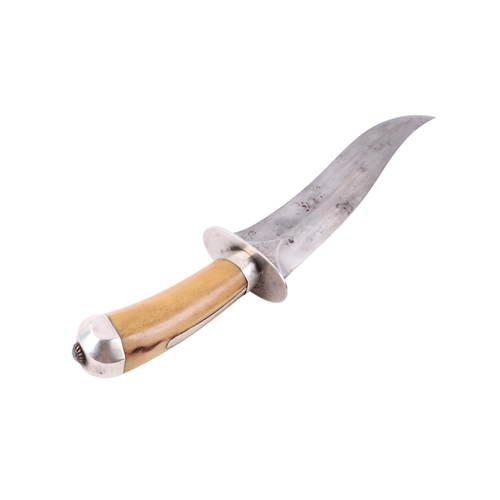 98 - A late 19th / early 20th century Anglo-Indian Kard / Bowie knife with bone handle and white metal mo... 
