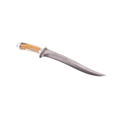98 - A late 19th / early 20th century Anglo-Indian Kard / Bowie knife with bone handle and white metal mo... 