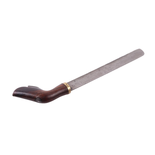 99 - A large heavy Indonesian / West Java Golok sword, the rosewood handle in the form of a stylised boot... 