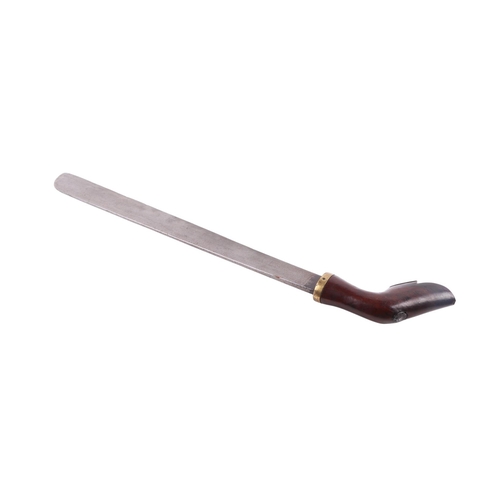 99 - A large heavy Indonesian / West Java Golok sword, the rosewood handle in the form of a stylised boot... 