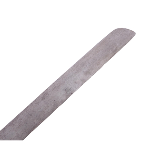 99 - A large heavy Indonesian / West Java Golok sword, the rosewood handle in the form of a stylised boot... 