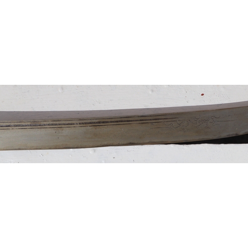 86 - A Yunnan Upper Vietnam border Dao / Dha sword with green buffalo horn and brass handle, in a brass a... 