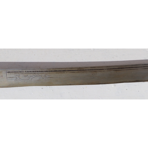 86 - A Yunnan Upper Vietnam border Dao / Dha sword with green buffalo horn and brass handle, in a brass a... 