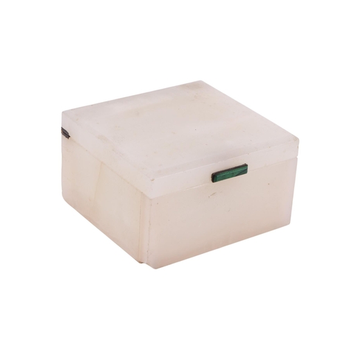 A George VI white onyx and silver gilt hinged rectangular table top box ...