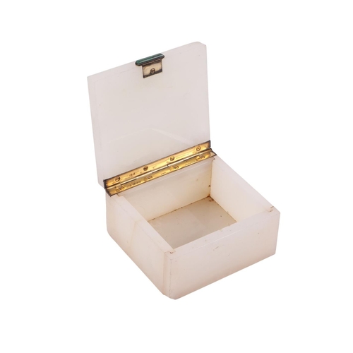 A George VI white onyx and silver gilt hinged rectangular table top box ...