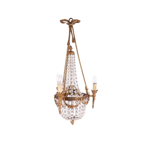 A late 19th century French Empire style glass and gilt metal bag ...