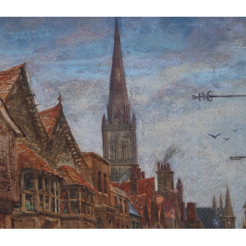 Louis J Rayner (1832-1924) - Salisbury High Street - watercolour ...