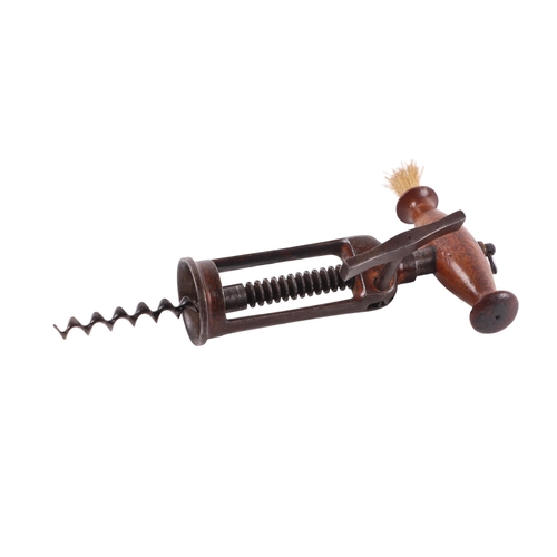 A Victorian Lund design corkscrew with steel helix and treen handle ...