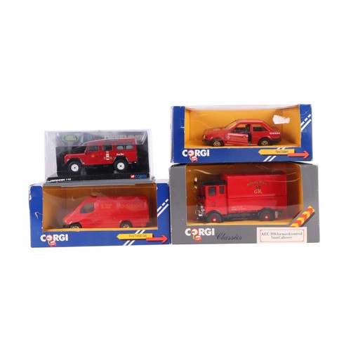 122 - A collection of Corgi Post Office themed commercial vehicles, including AEC 508, Morris Minor van, L... 