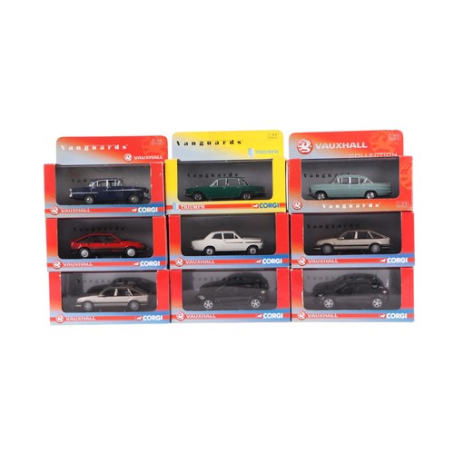 123 - A collection of Vanguard Limited Edition cars and other Corgi commercials and cars, including Vauxha... 