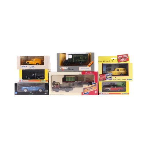 124 - Assorted diecast model cars, including Only Fools and Horse Ford Capri and Reliant Regal super van s... 