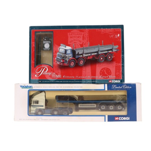 125 - Four Corgi Commercial diecast vehicles, comprising ERF ECS flat bed trailer ( Vaughan Logistic Ltd )... 