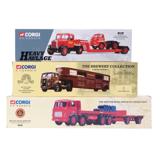 128 - Six Corgi Classic diecast commercial vehicles, comprising Sedan Atkinson horse transporter set, 2770... 