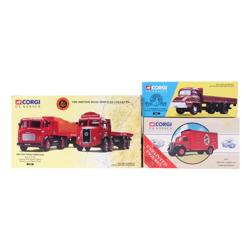 128 - Six Corgi Classic diecast commercial vehicles, comprising Sedan Atkinson horse transporter set, 2770... 