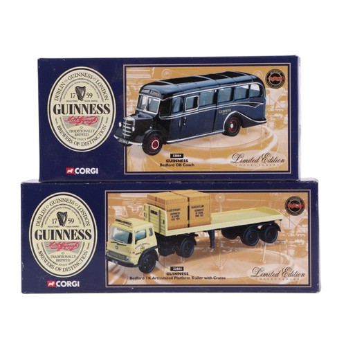 135 - Corgi Guinness themed diecast commercial vehicles, comprising limited edition Bedford TK articulated... 