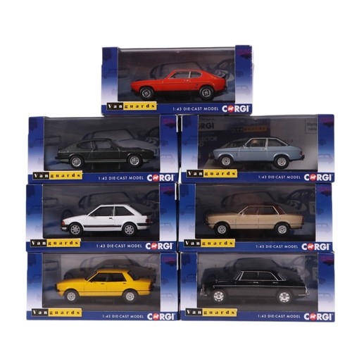 136 - A collection of Vanguards Corgi 1:43 scale diecast model cars, including Ford Capri MK3 2.8 Injectio... 