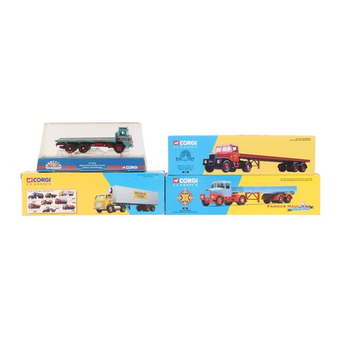 146 - Four Corgi Classic commercial vehicles, comprising Pentus Brown Scammel Highwayman drop side trailer... 