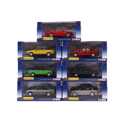 150 - A collection of Vanguard Corgi Limited Edition 1/43 scale diecast model cars, including Vauxhall Cav... 