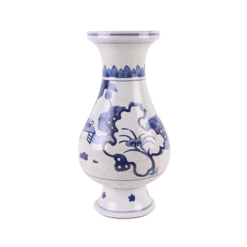 743 - A Chinese blue and white baluster vase, decorated figures in a landscape, 36cm high.