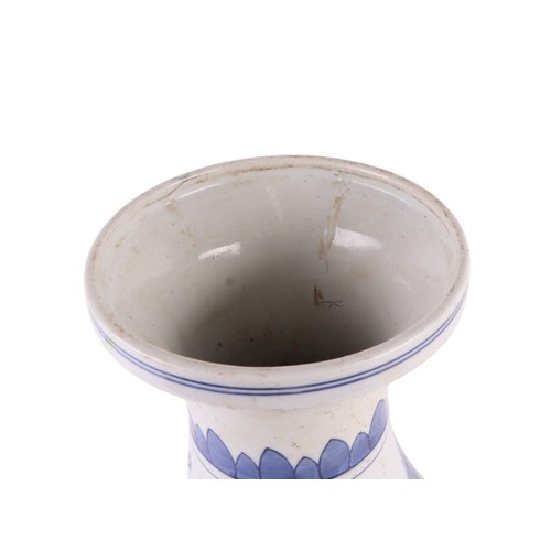 743 - A Chinese blue and white baluster vase, decorated figures in a landscape, 36cm high.