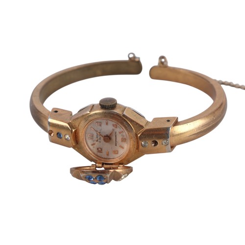 Three ladies bangle watches; together with a pendant watch (4).