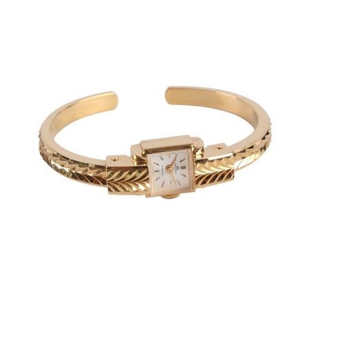 Three ladies bangle watches; together with a pendant watch (4).