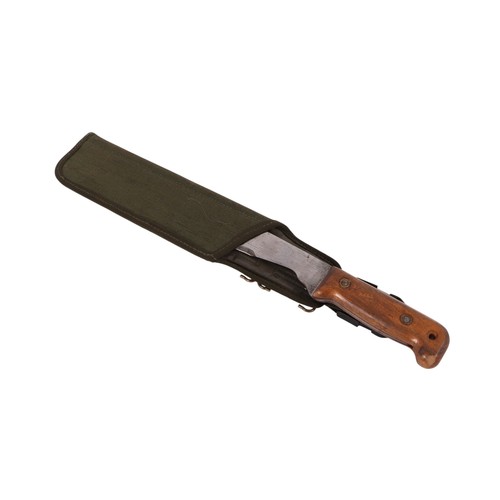 138 - A 1982 Martindale No.2 British Army machete in its scabbard. Blade length 33cms (13ins).