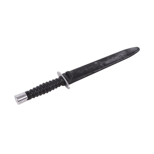 139 - A Swiss SIG model 1957 fighting knife in its composition scabbard. Serial No. W 612304 on ricasso. M... 