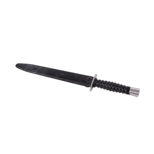 139 - A Swiss SIG model 1957 fighting knife in its composition scabbard. Serial No. W 612304 on ricasso. M... 