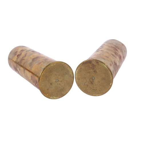 148 - A pair of WWI Imperial German brass shell cases. Stamped to the bases: St.73 POLTE MARZ 1915 MAGDEBU... 