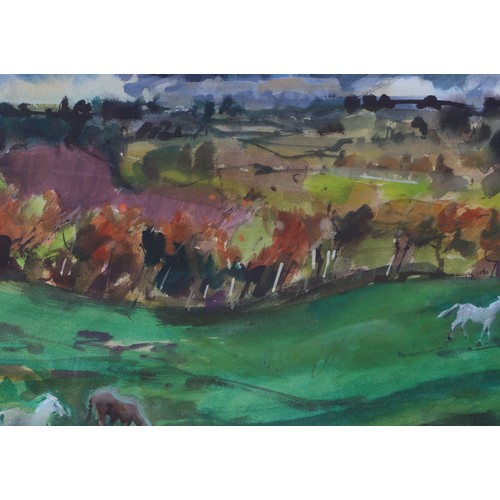205 - Frank Archer RE RWS (1912-1995) - Sussex Weald, Autumn - signed & dated '85 lower right, gouache... 