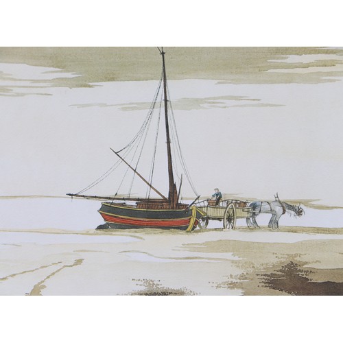 225 - Maney (?) (English school) - A Seascape with a Sailing Boat and a Horse and Cart on the Foreshore - ... 