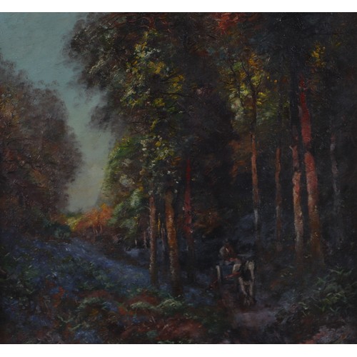 260 - E. F Buckland (19th century school) - Spring Time Forest Scene with Horse and Cart - details to vers... 