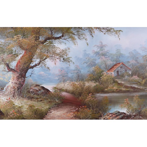 279 - 20th century school - Country Landscape Scene - oil on canvas, framed, 91 by 60cms.
