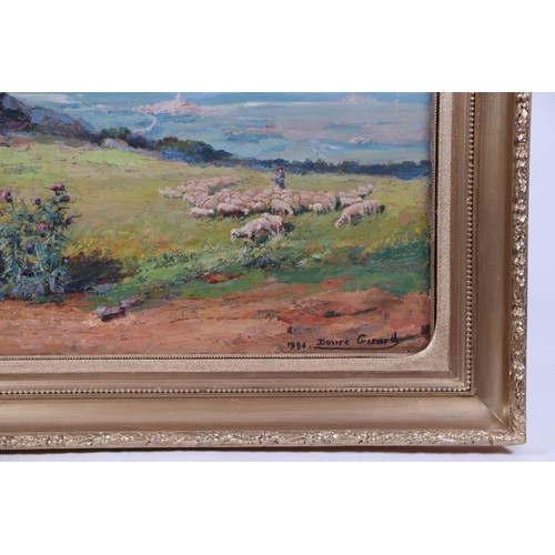 281 - Desire Gerard (1862-1938) - A French Rural Landscape with a Shepherd and a Flock of Sheep in the For... 