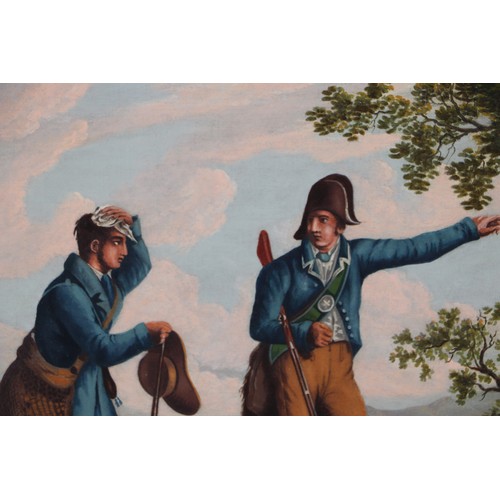 283 - English school - Hunting Scene with Two Figures and Dogs - oil on canvas, in an ornate gilt frame, 8... 